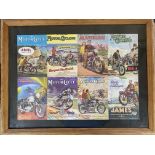 A framed and glazed jigsaw puzzle, the image formed as various period magazine covers