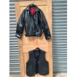 A biker's jacket and waistcoat.