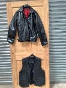 A biker's jacket and waistcoat.