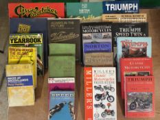 A collection of motorcycling reference books including Velocette and Triumph, also Isle of Man TT.