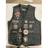 Leather bikers wastecoat