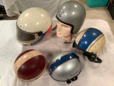 Five helmets including AGV pudding basin