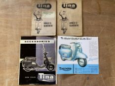 Triumph Tina owners' handbooks and an advertising pamphlet