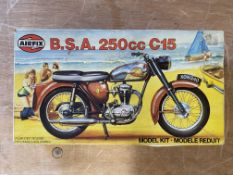 A boxed Airfix BSA 250cc C15 model kit.