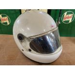 A circa 1970s Bell racing helmet, for display purposes only.