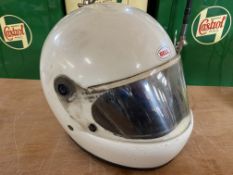 A circa 1970s Bell racing helmet, for display purposes only.