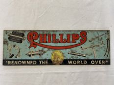 A small Phillips cycle parts tin advertising sign, 12 x 4".