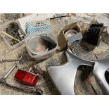 A selection of Triumph Tiger Cub parts including new old stock cylinder pistons, exhaust, lights etc
