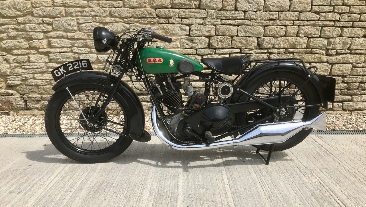 1930 BSA S30 Sloper Deluxe Reg. no. GK 2216 Frame no. 943 should be a prefix Engine no.Y-10-634