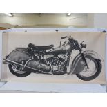 A very large circa 1970s scale study of an Indian motorcycle in side profile, 86 1/2 x 42".