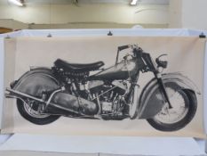 A very large circa 1970s scale study of an Indian motorcycle in side profile, 86 1/2 x 42".