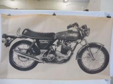 A very large circa 1970s scale study of a Norton 850 Commando in side profile, 73 3/4 x 42".