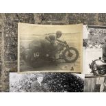 A selection of black and white photographs of motorcycles, many early scenes,mostly later reprints