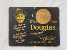 A rare Douglas advertising showcard for the 2 3/4hp Model, 10 x 8".