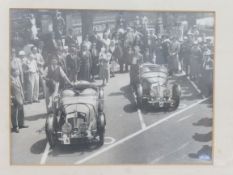 A framed and glazed photograph of a pair of 1935 Vale Specials built by the Vale Engineering