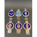 Six Gaunt enamel regimental car badges to include Royal Flying Corps and Volunteer Regiment.