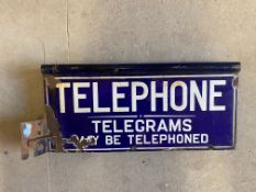 A Telephone double sided enamel sign 22 x 10".