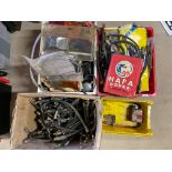 An autojumbler's lot of various parts including new old stock, brake parts etc. (four boxes).