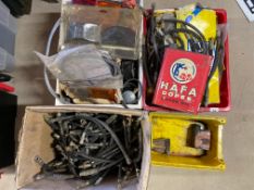 An autojumbler's lot of various parts including new old stock, brake parts etc. (four boxes).