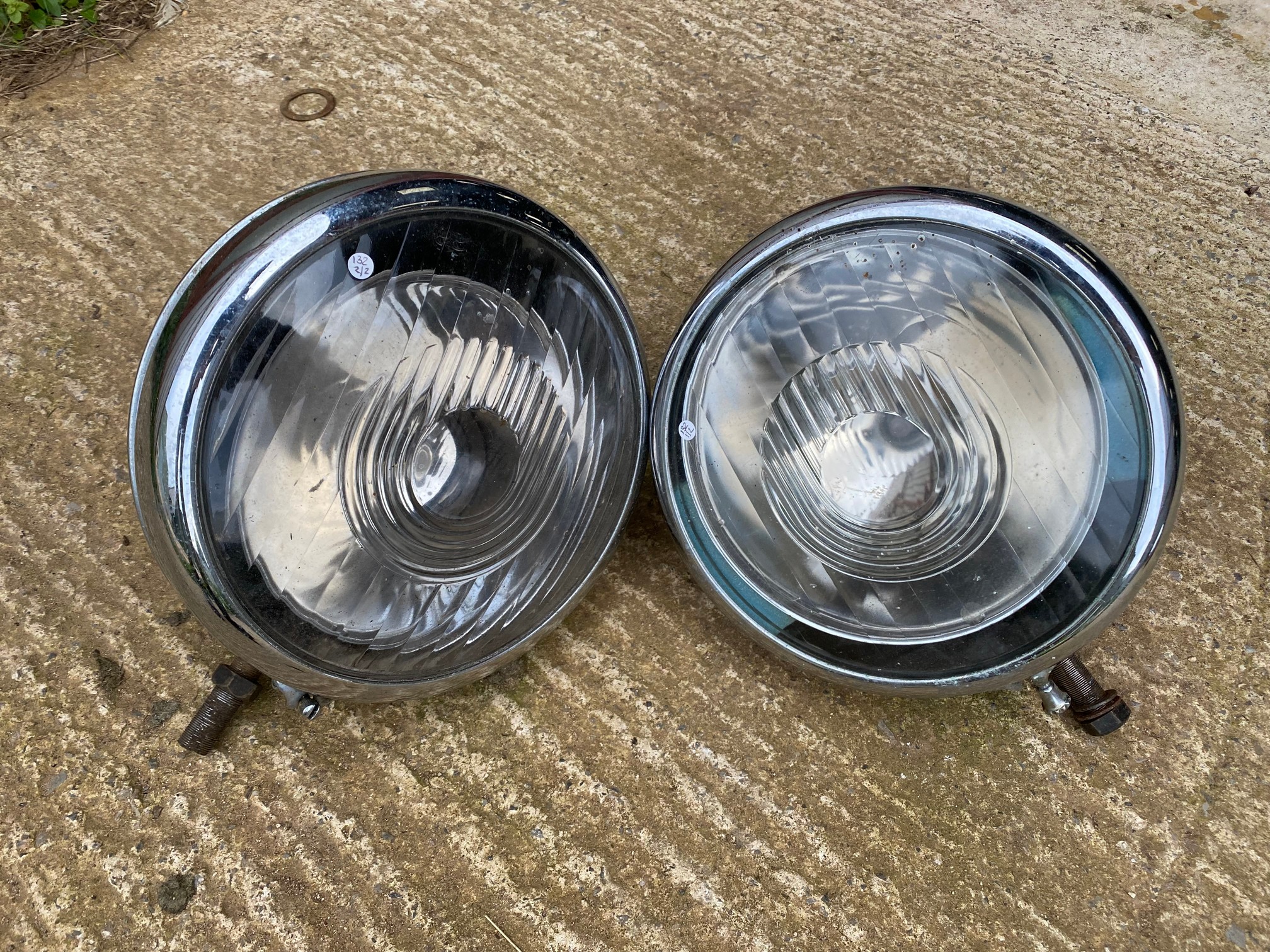 A pair of Rotax LBD 165 headlamps, approx. 9 3/4" diameter.