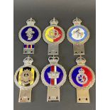 Six Gaunt enamel regimental car badges to include County of Kent Squadron Auxiliary Airforce.