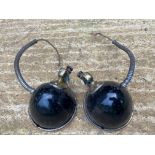 A small pair of brass rimmed black enamel sidelamps, 3 3/4" diameter.