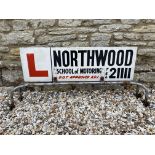 A Northwood School of Motoring learner driver roof mounted double sided advertising sign, 44" w