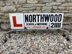 A Northwood School of Motoring learner driver roof mounted double sided advertising sign, 44" w