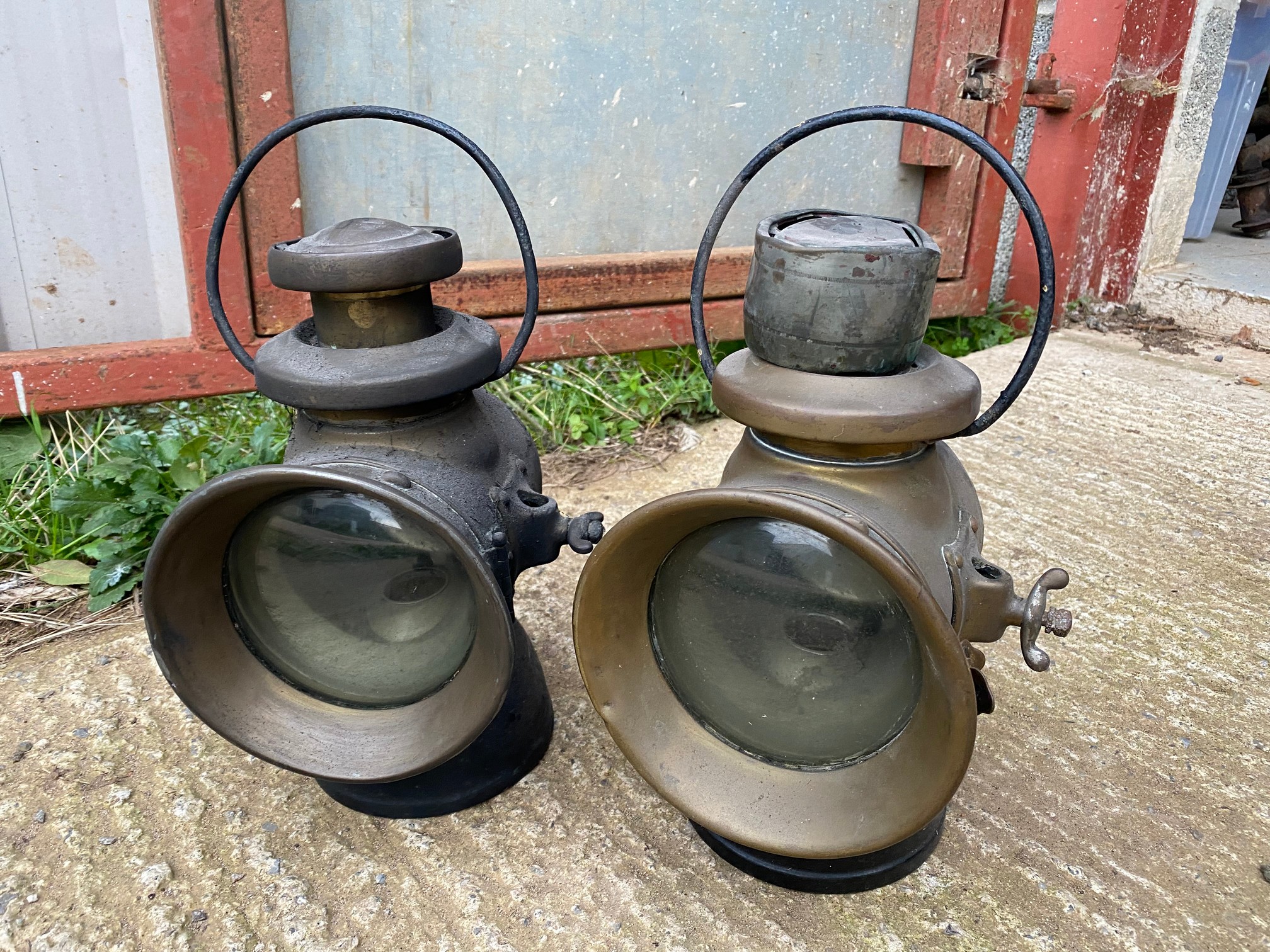 A pair of Lucas King of The Road No. 742 brass lamps.