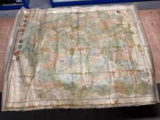 A large 1908 linen map of France.