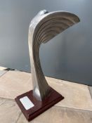 A stylish polished aluminium Autosport presentation statue of stylish form, awarded to Eric Broadley