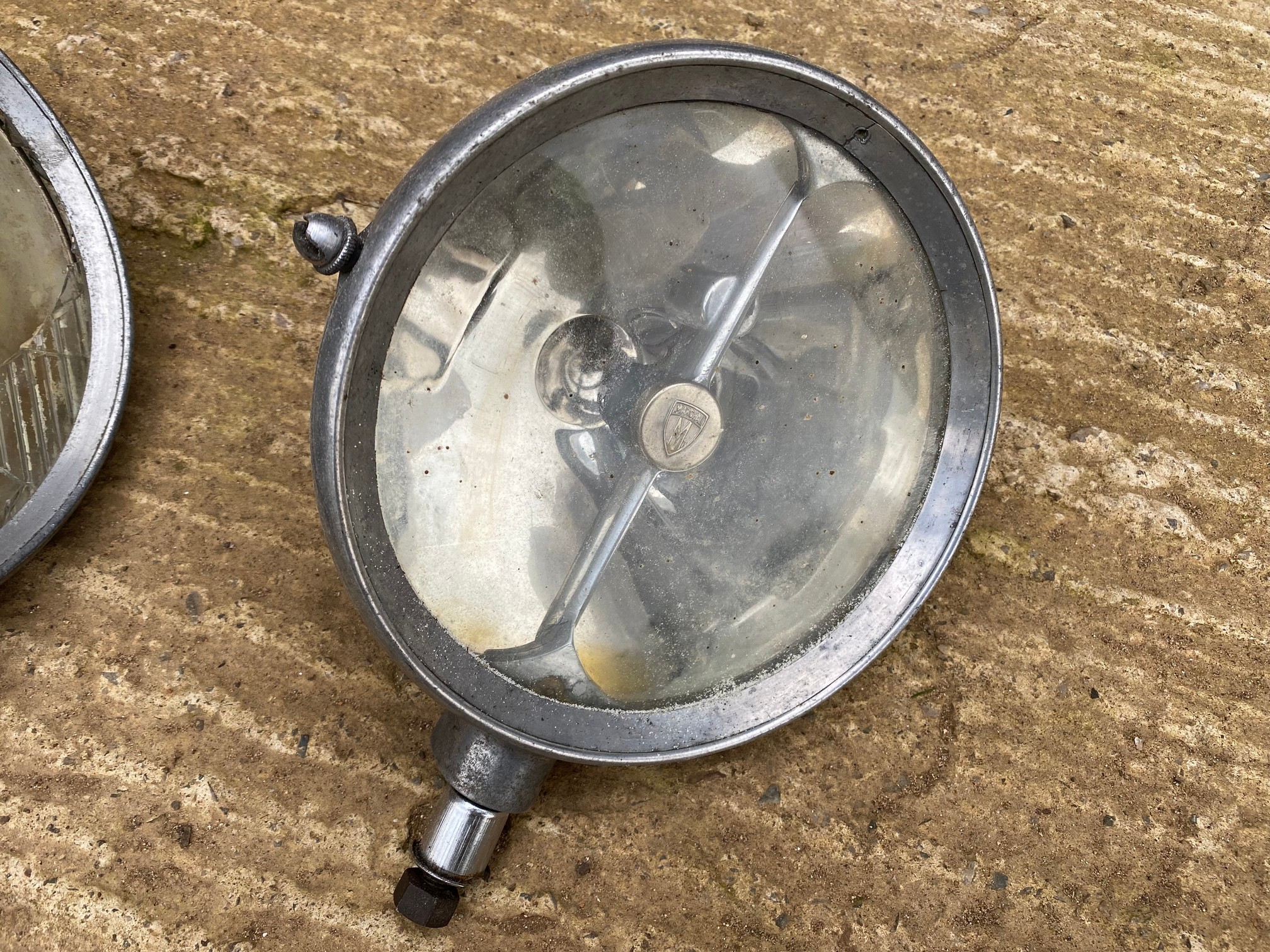 Two Marchal headlamps, one approx. 9" and the smaller approx. 8" diameter. - Image 2 of 5