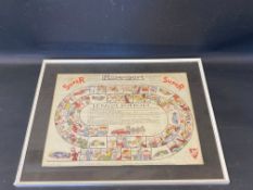 A framed and glazed Rosengart French motoring game,