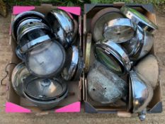 Two boxes of assorted lamps and parts.