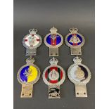 Six Gaunt enamel regimental car badges to include The City of London Yeomanry.