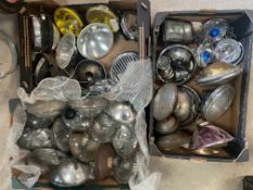 Three boxes of assorted spot lamps, sealed beam units etc.