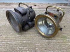 A pair of Lucas King of The Road Duplex self-generating brass lamps to suit a large Edwardian car.