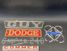 A selection of commercial vehicle name plates to include Perkins Diesel and Commer.