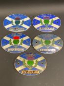 Five Albion oval radiator plaques including Reiver and Clydesdale.