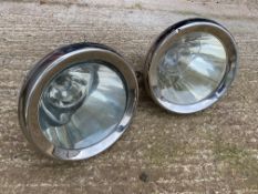 An excellent pair of Lucas King of The Road no. G66 bell-shaped headlamps, appear fully restored.