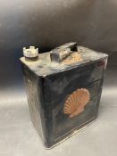 A Shell two gallon petrol can by Valor, dated May 1936.