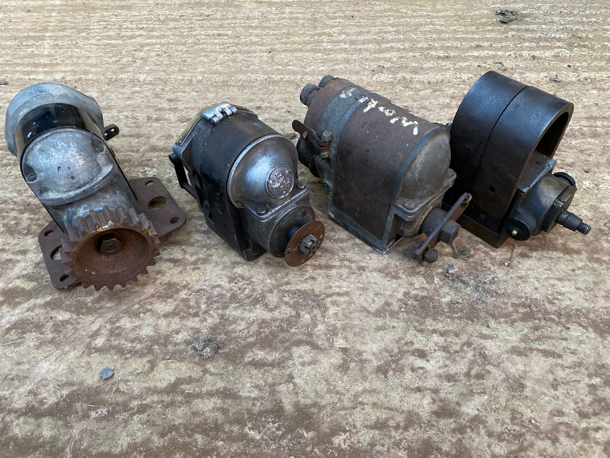 Four magnetos for restoration, an ML Type G4, a BTH, a Fellows ES4 and a Bosch type D2.
