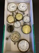A small box of car clocks, stop watches etc. including a watch by Longines.