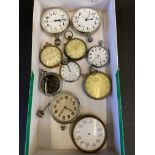 A small box of car clocks, stop watches etc. including a watch by Longines.