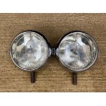 A superb pair of Stephen Grebel headlamps with etched lens, appear restored or in excellent