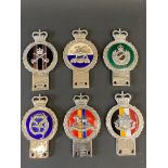 Six Gaunt enamel regimental car badges to include The Buffs and East Yorkshire.