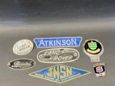 A selection of commercial vehicle plaques to include Bristol and Land Rover.