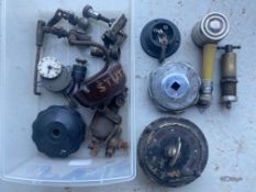 A quantity of good quality pre-war car parts including speaking tube, ignition switch panel, taps