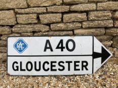 An enamel single sided directional RAC road sign, A40 to Gloucester, 45 x 17".