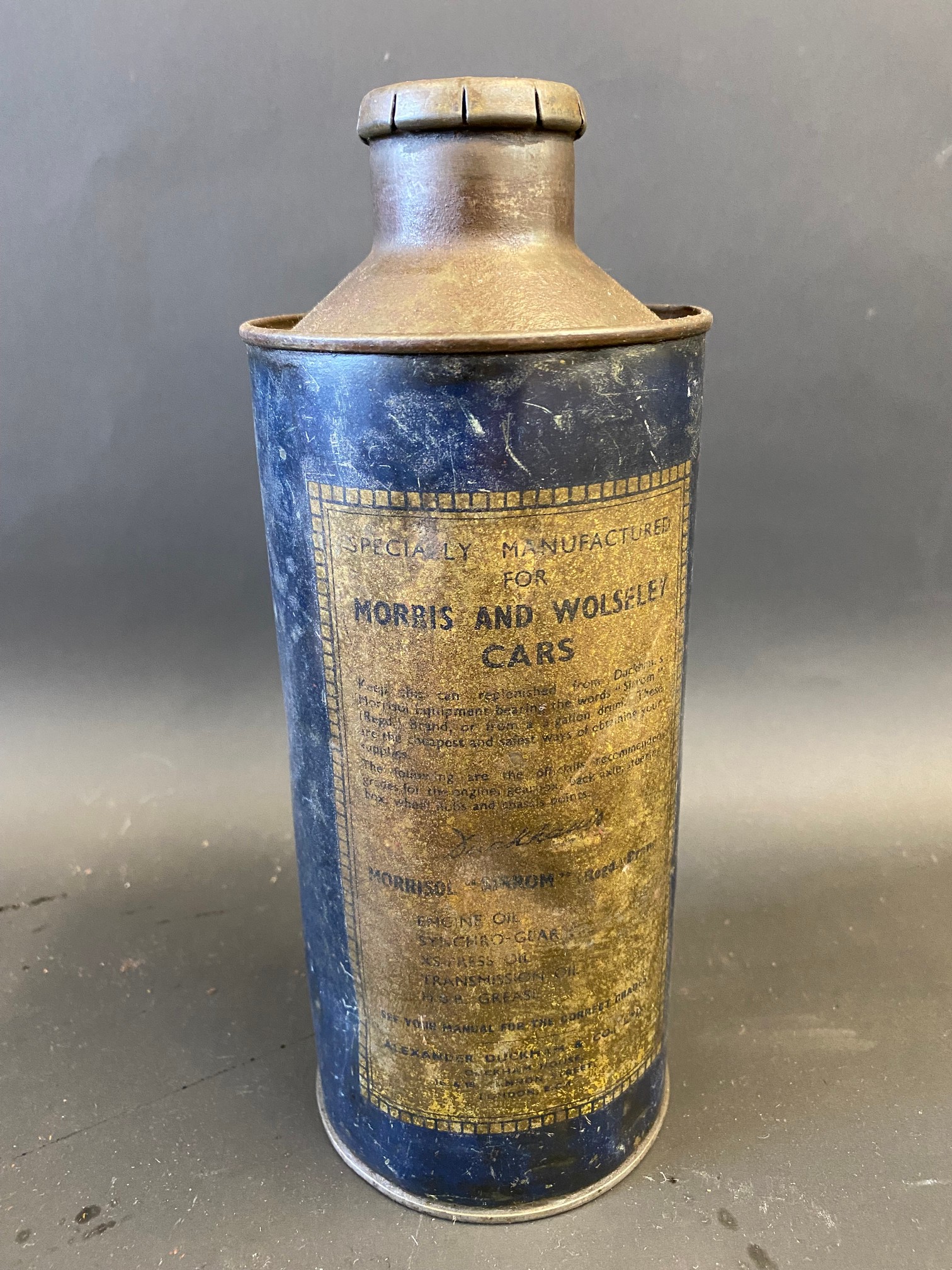 A Duckham's Morrisol 'Sirrom' XS-Press cylindrical quart can. - Image 2 of 4